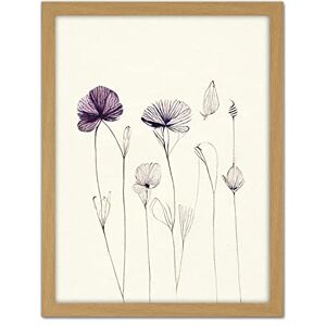 Doppelganger33 LTD Stylish Minimalist Flower Illustration Line Drawing with Purple Ink Artwork Framed Wall Art Print 18X24 inch Doppelganger33 LTD Stylish Minimalist Flower Illustration Line Drawing with Purple Ink Artwork Framed Wall Art Print 18X24 inch