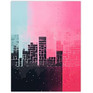 Artery8 Abstract Geometric Cityscape Painting Aqua Blue Pink Pastel Colour Artwork Extra Large XL Wall Art Poster Print Artery8 Abstract Geometric Cityscape Painting Aqua Blue Pink Pastel Colour Artwork Extra Large XL Wall Art Poster Print