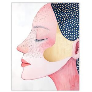 Artery8 Freckles Woman Portrait Pink Blue Gold Polka Dot Living Room Extra Large XL Wall Art Poster Print Artery8 Freckles Woman Portrait Pink Blue Gold Polka Dot Living Room Extra Large XL Wall Art Poster Print