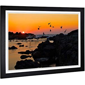 Big Box Art Framed Print of Landscape Baiona Spain Sunset & Birds Design Wall Art Picture Home Decor for Kitchen, Living Room, Bedroom, Hallway, Black, A2 / 24.5x18 Inch / 62x45cm Big Box Art Framed Print of Landscape Baiona Spain Sunset & Birds Design Wall Art Picture Home Decor for Kitchen, Living Room, Bedroom, Hallway, Black, A2 / 24.5x18 Inch / 62x45cm
