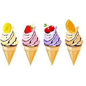 Wee Blue Coo Painting Illustration Four Fruit Ice Cream Cones Picture Wall Art Print Wee Blue Coo Painting Illustration Four Fruit Ice Cream Cones Picture Wall Art Print