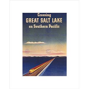 Wee Blue Coo TRAVEL RAIL TRAIN CROSSING GREAT SALT LAKE SOUTHERN PACIFIC ART PRINT B12X1672 Wee Blue Coo TRAVEL RAIL TRAIN CROSSING GREAT SALT LAKE SOUTHERN PACIFIC ART PRINT B12X1672
