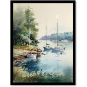 Artery8 Sailboat Watercolour Study River Thames 1967 Artwork Framed Wall Art Print A4 Artery8 Sailboat Watercolour Study River Thames 1967 Artwork Framed Wall Art Print A4
