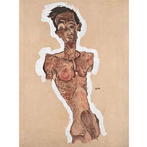 Fine Art Prints Egon Schiele Nackter Selbstporträt-Kunstdruck auf Leinwand, Premium-Wanddekoration, Poster Wandbild Fine Art Prints Egon Schiele Nackter Selbstporträt-Kunstdruck auf Leinwand, Premium-Wanddekoration, Poster Wandbild