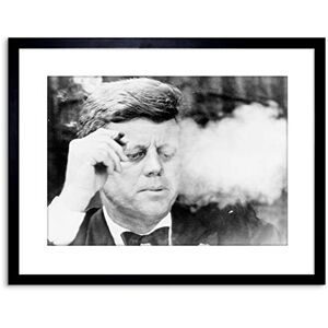 Wee Blue Coo 9x7 '' VINTAGE PHOTO B&W JFK KENNEDY SMOKING CIGAR FRAMED ART PRINT F97X1714 Wee Blue Coo 9x7 '' VINTAGE PHOTO B&W JFK KENNEDY SMOKING CIGAR FRAMED ART PRINT F97X1714