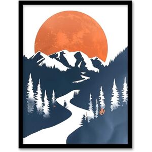Artery8 Orange Full Moon Over Blue Mountain Hiking Trail Living Room Artwork Framed Wall Art Print 18X24 Inch Artery8 Orange Full Moon Over Blue Mountain Hiking Trail Living Room Artwork Framed Wall Art Print 18X24 Inch