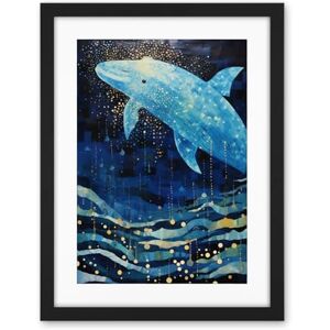 Artery8 Blue Whale Breach in Winter Waters Moonlit Seascape Waves Artwork Framed Wall Art Print 18X24 Inch Artery8 Blue Whale Breach in Winter Waters Moonlit Seascape Waves Artwork Framed Wall Art Print 18X24 Inch