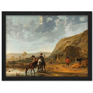 Artery8 Aelbert Cuyp River Landscape With Riders Painting Artwork Framed Wall Art Print 18X24 Inch Artery8 Aelbert Cuyp River Landscape With Riders Painting Artwork Framed Wall Art Print 18X24 Inch