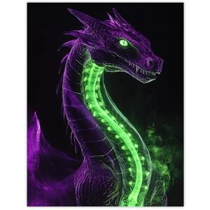 Artery8 Fantasy Dragon Neon Purple Green Xray Effect Living Room Large Wall Art Poster Print Thick Paper 18X24 Inch Artery8 Fantasy Dragon Neon Purple Green Xray Effect Living Room Large Wall Art Poster Print Thick Paper 18X24 Inch