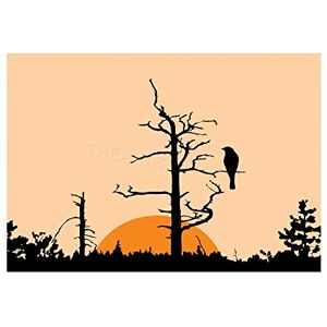 Wee Blue Coo Painting Digital Graphic Sunset Silhouette Tree Bird Wall Art Print Wee Blue Coo Painting Digital Graphic Sunset Silhouette Tree Bird Wall Art Print