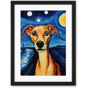 Artery8 Van Goghs Dog Artwork Night Scene Full Moon Blue Brown Yellow Oil Painting Artwork Framed Wall Art Print 18X24 Inch Artery8 Van Goghs Dog Artwork Night Scene Full Moon Blue Brown Yellow Oil Painting Artwork Framed Wall Art Print 18X24 Inch