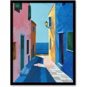 Artery8 Colourful Mediterranean Spanish Coastal Painting Bathroom Toilet Artwork Framed Wall Art Print A4 Artery8 Colourful Mediterranean Spanish Coastal Painting Bathroom Toilet Artwork Framed Wall Art Print A4