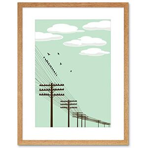 Wee Blue Coo Painting Illustration Flock Birds Telegraph Poles Wire Framed Wall Art Print Wee Blue Coo Painting Illustration Flock Birds Telegraph Poles Wire Framed Wall Art Print