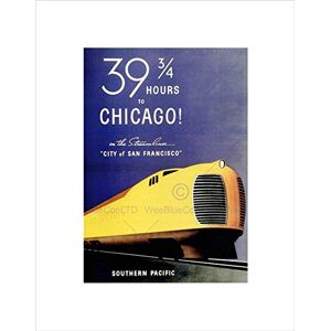 Wee Blue Coo TRAVEL SOUTHERN PACIFIC CHICAGO TRAIN RAIL VINTAGE ADVERT FRAMED PRINT B12X1706 Wee Blue Coo TRAVEL SOUTHERN PACIFIC CHICAGO TRAIN RAIL VINTAGE ADVERT FRAMED PRINT B12X1706