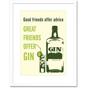 Wee Blue Coo Good Friends Advice Great Gin Drink Picture Framed Wall Art Print Wee Blue Coo Good Friends Advice Great Gin Drink Picture Framed Wall Art Print