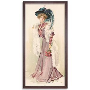 Artery8 Society Woman Fur Dress Hat Vintage Fashion Drawing Framed Wall Art Print Long 25X12 Inch Artery8 Society Woman Fur Dress Hat Vintage Fashion Drawing Framed Wall Art Print Long 25X12 Inch