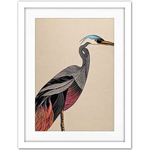 Doppelganger33 LTD Abstract Heron Bird Illustration Coral And Teal Hue Illustration Artwork Framed Wall Art Print 18X24 Inch Doppelganger33 LTD Abstract Heron Bird Illustration Coral And Teal Hue Illustration Artwork Framed Wall Art Print 18X24 Inch
