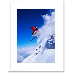 Wee Blue Coo Skier Ski Jumping Snow Sport Sky Art Picture Framed Wall Art Print Wee Blue Coo Skier Ski Jumping Snow Sport Sky Art Picture Framed Wall Art Print