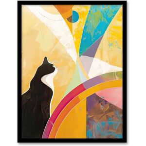 Artery8 Tuxedo Cat Lover Hilma Rainbow Abstract Design Living Room Artwork Framed Wall Art Print A4 Artery8 Tuxedo Cat Lover Hilma Rainbow Abstract Design Living Room Artwork Framed Wall Art Print A4