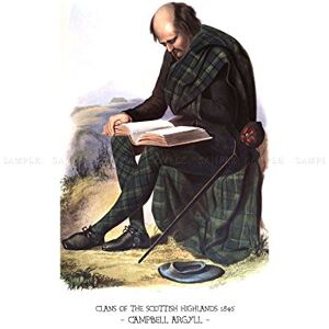 Wee Blue Coo Painting Book Clans Scottish 1845 Campbell Argyll Colour Wall Art Print Wee Blue Coo Painting Book Clans Scottish 1845 Campbell Argyll Colour Wall Art Print