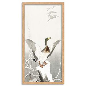 Fine Art Prints Ohara Koson Duck on snowy tree stump Long Framed Art Print Wall Poster 25x12 inch Fine Art Prints Ohara Koson Duck on snowy tree stump Long Framed Art Print Wall Poster 25x12 inch