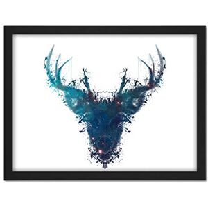 Wee Blue Coo Ink Splat Deer Stag Artwork Framed Wall Art Print 18X24 Inch Wee Blue Coo Ink Splat Deer Stag Artwork Framed Wall Art Print 18X24 Inch
