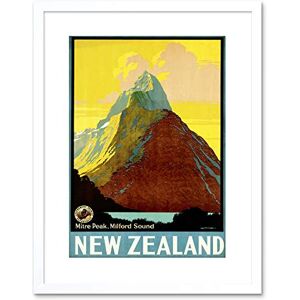Wee Blue Coo Travel New Zealand Milford Sound Mitre Peak Mountain Framed Wall Art Print Wee Blue Coo Travel New Zealand Milford Sound Mitre Peak Mountain Framed Wall Art Print