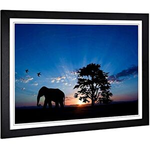 Big Box Art Framed Print of Elephant & Birds Evening Sunset Design Wall Art Picture Home Decor for Kitchen, Living Room, Bedroom, Hallway, Black, A2 / 24.5x18 Inch / 62x45cm Big Box Art Framed Print of Elephant & Birds Evening Sunset Design Wall Art Picture Home Decor for Kitchen, Living Room, Bedroom, Hallway, Black, A2 / 24.5x18 Inch / 62x45cm