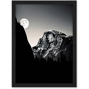 Artery8 Moonrise by Half Dome in Yosemite National Park High Contrast Black White Photograph Full Moon and Mountain Forest Landscape Artwork Framed A3 Wall Art Print Artery8 Moonrise by Half Dome in Yosemite National Park High Contrast Black White Photograph Full Moon and Mountain Forest Landscape Artwork Framed A3 Wall Art Print
