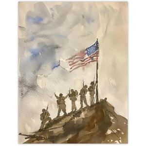 Artery8 American Flag Soldiers Iwo Jima WWII Watercolour Man Cave Extra Large XL Wall Art Poster Print Artery8 American Flag Soldiers Iwo Jima WWII Watercolour Man Cave Extra Large XL Wall Art Poster Print