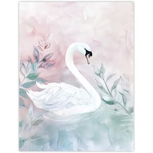 Artery8 Lake Swan Pink Green Light Watercolour Painting Living Room Large Wall Art Poster Print Thick Paper 18X24 Inch Artery8 Lake Swan Pink Green Light Watercolour Painting Living Room Large Wall Art Poster Print Thick Paper 18X24 Inch