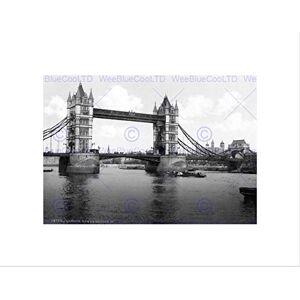 Wee Blue Coo London Tower Bridge Iii Open England Old BW Wall Art Print Wee Blue Coo London Tower Bridge Iii Open England Old BW Wall Art Print