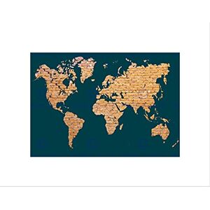 Wee Blue Coo WORLD MAP CONTINENTS MADE BRICK BLACK FRAME FRAMED ART PRINT PICTURE B12X9414 Wee Blue Coo WORLD MAP CONTINENTS MADE BRICK BLACK FRAME FRAMED ART PRINT PICTURE B12X9414