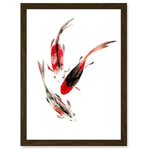 Wee Blue Coo Japanese Koi Fish Black And Red Swimming Artwork Framed Wall Art Print A4 Wee Blue Coo Japanese Koi Fish Black And Red Swimming Artwork Framed Wall Art Print A4