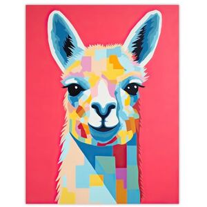 Artery8 Pink Drama Llama Colourful Graphic Painting Quirky Animal Portrait with Geometric Patterns Large Wall Art Poster Print Thick Paper 18X24 Inch Artery8 Pink Drama Llama Colourful Graphic Painting Quirky Animal Portrait with Geometric Patterns Large Wall Art Poster Print Thick Paper 18X24 Inch