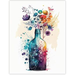 Wee Blue Coo Gin Bottle Flowers Watercolour Painting Blue Purple Orange Spring Flower Blooms Unframed Wall Art Print Poster Home Decor Premium Wee Blue Coo Gin Bottle Flowers Watercolour Painting Blue Purple Orange Spring Flower Blooms Unframed Wall Art Print Poster Home Decor Premium
