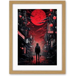 Artery8 Midnight Blood Moon in Tokyo Conceptual Artwork Gothic Street Japanese Cityscape Artwork Framed Wall Art Print 18X24 Inch Artery8 Midnight Blood Moon in Tokyo Conceptual Artwork Gothic Street Japanese Cityscape Artwork Framed Wall Art Print 18X24 Inch