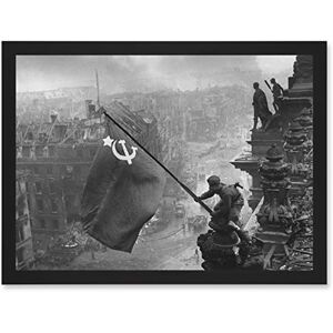 Artery8 Khaldei War WWII USSR Soviet Flag Over Reichstag Berlin Photo Artwork Framed Wall Art Print A4 Artery8 Khaldei War WWII USSR Soviet Flag Over Reichstag Berlin Photo Artwork Framed Wall Art Print A4