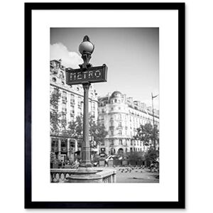 Wee Blue Coo Photo Landmark Retro Metro Sign Paris France Black White Framed Wall Art Print Wee Blue Coo Photo Landmark Retro Metro Sign Paris France Black White Framed Wall Art Print