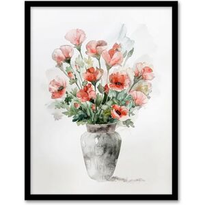 Artery8 Red Anemone Flower Bouquet in Vase Watercolour For Living Room Artwork Framed Wall Art Print 18X24 Inch Artery8 Red Anemone Flower Bouquet in Vase Watercolour For Living Room Artwork Framed Wall Art Print 18X24 Inch