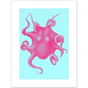 Wee Blue Coo Pink Octopus Vintage Illustration Art Print Canvas Premium Wall Decor Poster Wee Blue Coo Pink Octopus Vintage Illustration Art Print Canvas Premium Wall Decor Poster