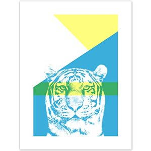 Wee Blue Coo Bold Animals Blue Tiger Art Print Canvas Premium Wall Decor Poster Wee Blue Coo Bold Animals Blue Tiger Art Print Canvas Premium Wall Decor Poster
