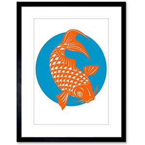 Wee Blue Coo Painting Koi Carp Gold Fish Japanese Scales Tail Fin Framed Wall Art Print Wee Blue Coo Painting Koi Carp Gold Fish Japanese Scales Tail Fin Framed Wall Art Print
