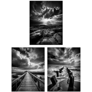 Artery8 Set of 3 Atmospheric Clouds Black and White Photographs Dramatic Coastal Landscapes Unframed Wall Art Living Room Poster Prints Pack Artery8 Set of 3 Atmospheric Clouds Black and White Photographs Dramatic Coastal Landscapes Unframed Wall Art Living Room Poster Prints Pack