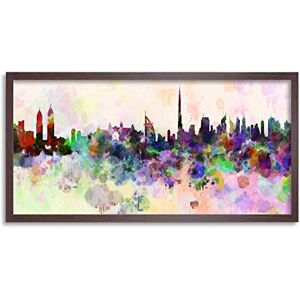 Wee Blue Coo Dubai Skyline Paint Splash Cityscape Long Panel Framed Wall Art Print Wee Blue Coo Dubai Skyline Paint Splash Cityscape Long Panel Framed Wall Art Print