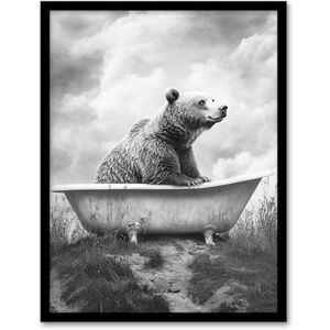 Artery8 Bear Bath in Mountain Bathtub Black White Surreal Bathroom Toilet Artwork Framed Wall Art Print A4 Artery8 Bear Bath in Mountain Bathtub Black White Surreal Bathroom Toilet Artwork Framed Wall Art Print A4