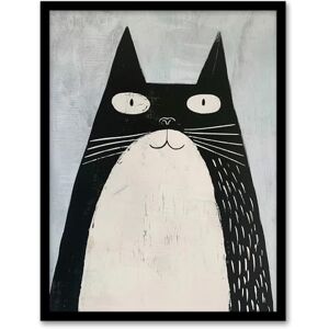 Artery8 Cute Black White Tuxedo Cat Lover Pet Painting Living Room Artwork Framed Wall Art Print 18X24 Inch Artery8 Cute Black White Tuxedo Cat Lover Pet Painting Living Room Artwork Framed Wall Art Print 18X24 Inch