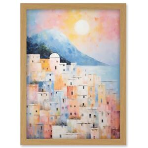Artery8 Santorini Whitewashed Buildings Pastel Colour Oil Painting Orange Pink Blue Sunrise Fira Coastal City Artwork Framed Wall Art Print A4 Artery8 Santorini Whitewashed Buildings Pastel Colour Oil Painting Orange Pink Blue Sunrise Fira Coastal City Artwork Framed Wall Art Print A4