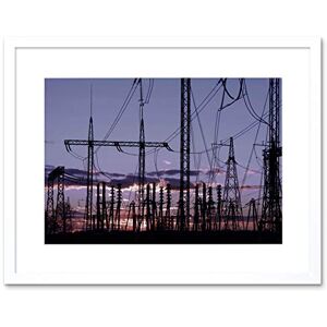 Wee Blue Coo Photo Electricity Pylons Silhouette Power Energy Sunset Framed Wall Art Print Wee Blue Coo Photo Electricity Pylons Silhouette Power Energy Sunset Framed Wall Art Print
