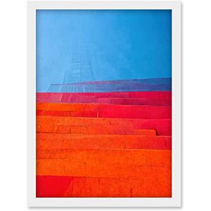Wee Blue Coo Abstract Minimalist Steps Painting Blue Purple Pink Orange Red Artwork Framed Wall Art Print A4 Wee Blue Coo Abstract Minimalist Steps Painting Blue Purple Pink Orange Red Artwork Framed Wall Art Print A4